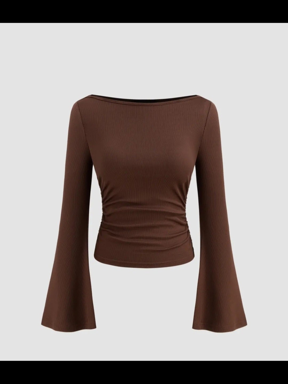Cider Brown Ribbed Long Sleeve Top - Picture 3 of 6